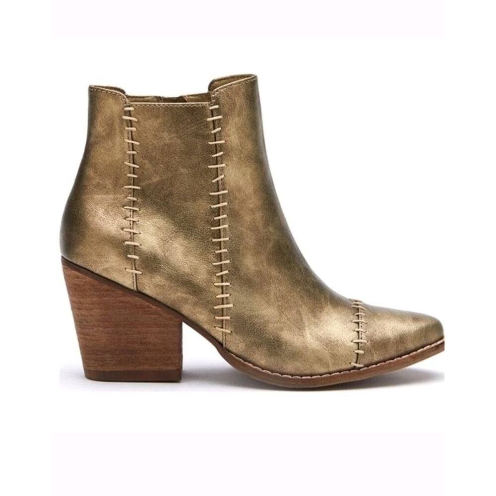 Coconuts by Matisse Rock-and-Roll Golden Booties Boots Size 9 Gold High Ankle